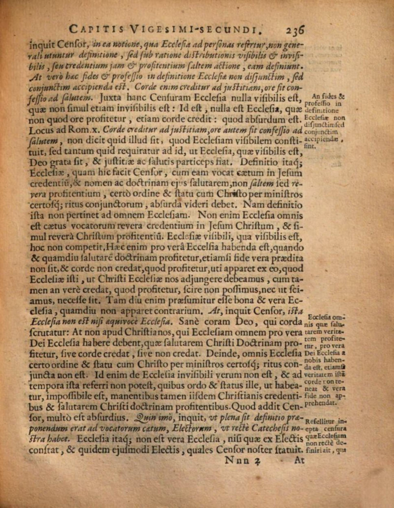 Página de texto em latim, numerada 236, com referências e notas impressas na margem direita.